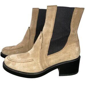Tod’s suede tall Chelsea boots gored panels tan neutral women’s 37 quiet luxury